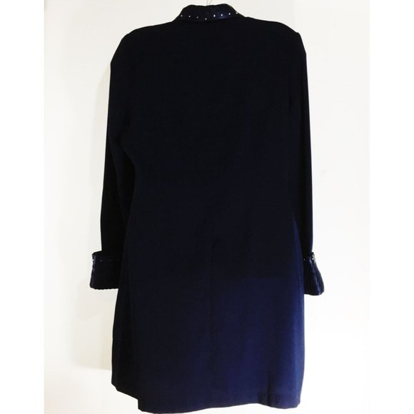 Dark Academia Womens Navy Blue Long Sleeve Dress Size 12 Button Front Princess C - Picture 10 of 10